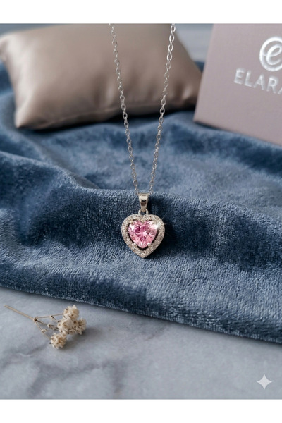 NAS fashion Lilac Stone Detailed Heart Necklace