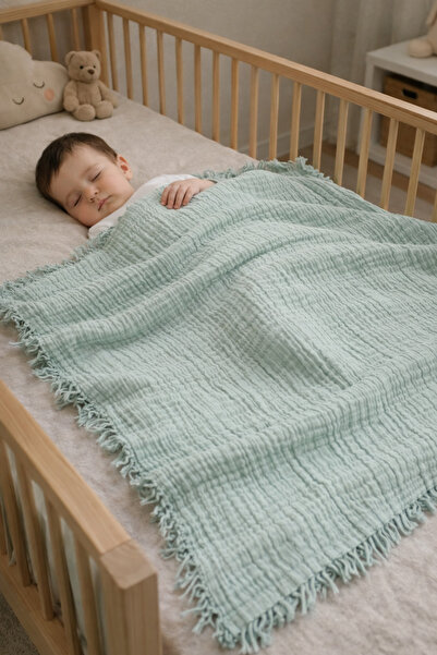 lupi Muslin Baby Blanket with Tassels, 4-Layer Muslin Model