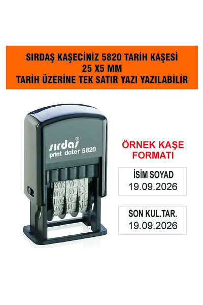 sırdaş kaşe KAŞECİNİZ 5820 TARİH KAŞESİ - KAYGAN ZEMİN BASKISINA UYGUN