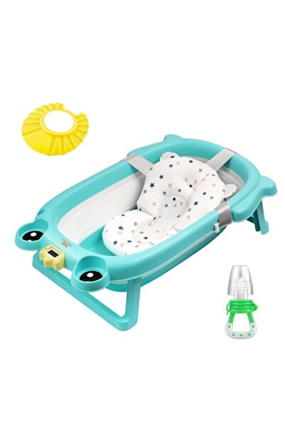 KidProtect ®   Φρόγκι Πτυσσόμενη Βρεφική Μπανιέρα με Ενσωματωμένο Θερμόμετρο