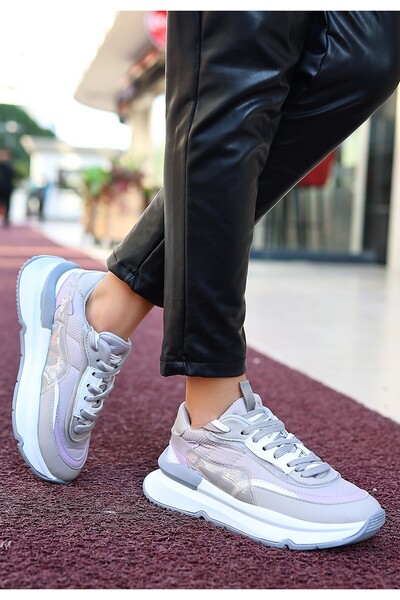 Zerenyus Alehi Premium Gray Double Lace Women's Sneaker