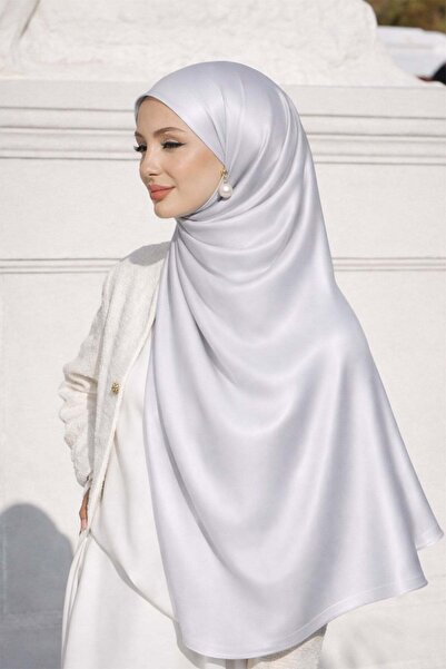 Olcay Атласна текстурована мерехтлива вечірня шаль СРІБНИЙ 102