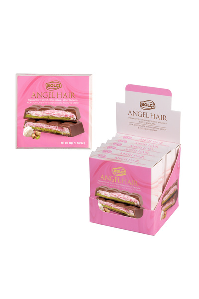 Bolçi PİŞMANİYELİ VE ANTEP FISTIK KREMALI SÜTLÜ ÇİKOLATA (ANGEL HAİR) 80 GR
