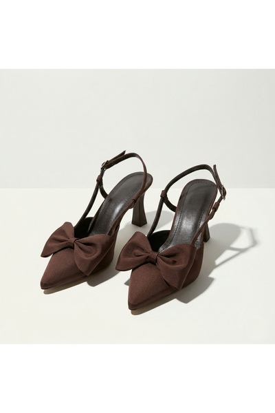 TopukTrend حذاء نسائي بكعب عالٍ مزين بفيونكة من الساتان، حذاء أنيق لحفلات الس...