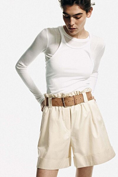 H&M Linen-blend paper bag shorts