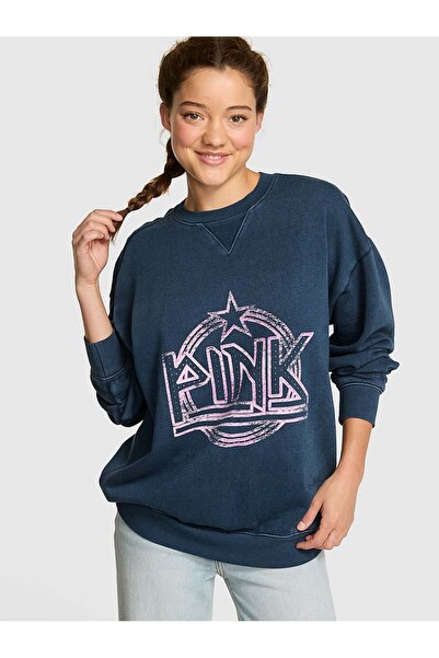 PINK Ivy Oversize Bisiklet Yaka Sweatshirt