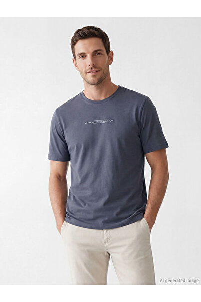 LC Waikiki RMZ GİYİM FARKIYA تي شيرت رجالي من القطن الممشط مطبوع عليه ياقة روبا