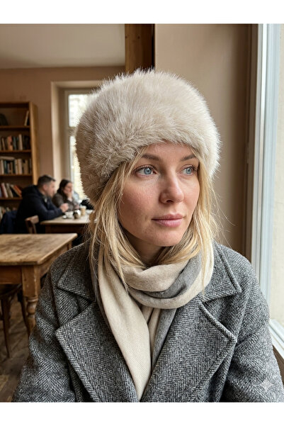 sevaradekor Plush Women's Beret Plush Women's Hat Lolita Furry Cap Hat