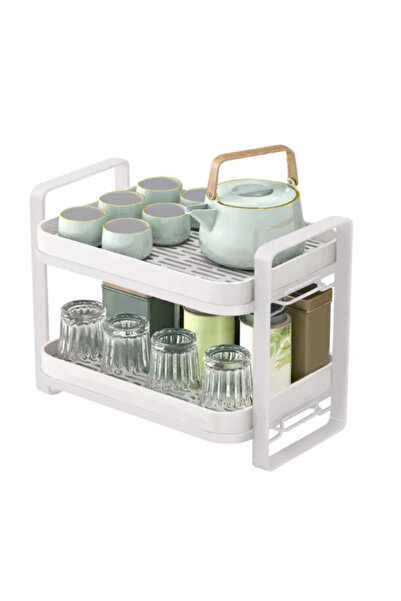 OEM 2-tier cup drying rack with handle WHITE