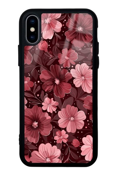 Spoyi حافظة هاتف آيفون X - Xs بتصميم مخملي لامع باللون العنابي