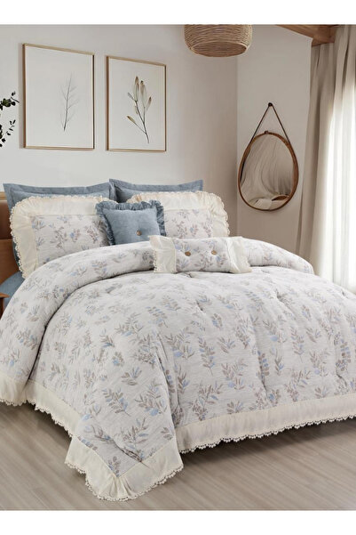 INREST Blue Meadow Single Comforter Set 170 × 230 cm Luxury 5 Pieces 100% Mic...