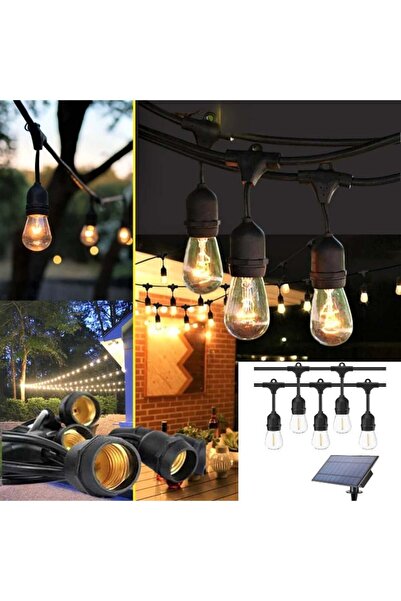 MAD ECO LEDURI Ghirlandă solară 5 metri 10 becuri cu filament S14 lumină caldă