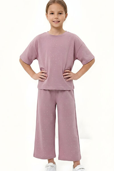 MODANINO Girl's Stone Decorated Long Capri Pants Top and Bottom Set 4-12 Year...