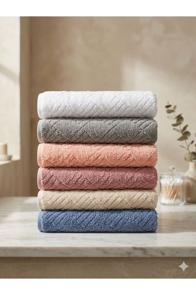 Constanza Exclusive Venora 6 Pieces Cotton Jacquard Micro Cotton Bath Towel /...