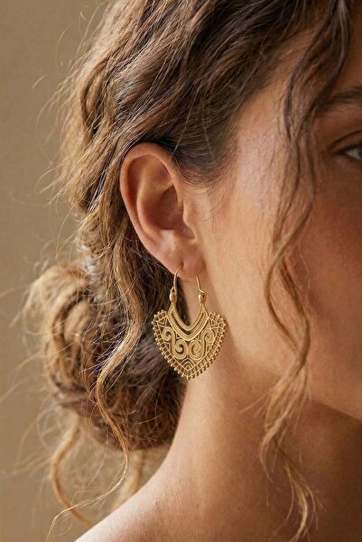 Clandestino أقراط مطرزة عرقية عتيقة باللون الذهبي