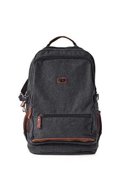 ÇÇS Black Unisex Canvas Fabric Large Volume Backpack 51573