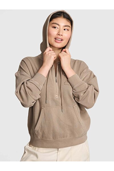 PİNK Ivy Yarım Fermuarlı Kapüşonlu Sweatshirt