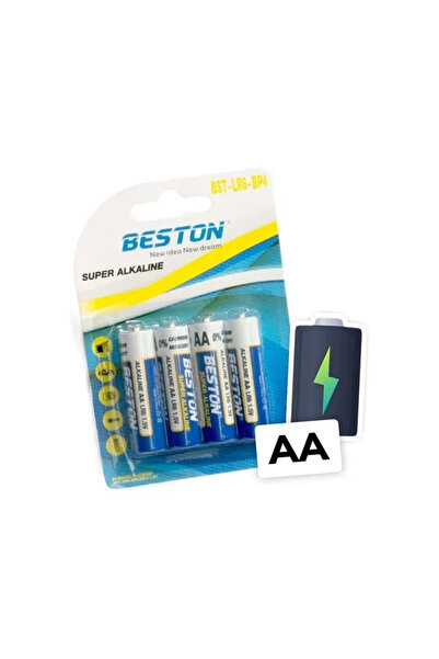 Beston Uzun Ömürlü ve Güçlü Alkalin Kalem Pil AA 4'lü Kart BST-LR6-BP4