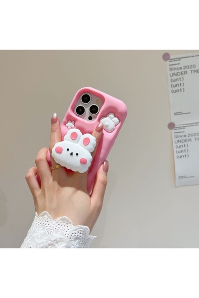 FİŞNEİLETİŞİM İPHONE 14 PROMAX UYUMLU POP SOCKETLI PEMBE KILIF