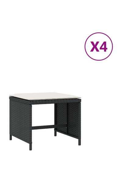 vidaxl Scaune de grădină cu perne, 4 buc. negru 40x40x35 cm poliratan