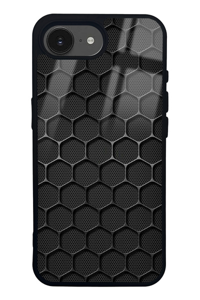 Spoyi iPhone 16E Glossy Phone Case with Armor Grid Design