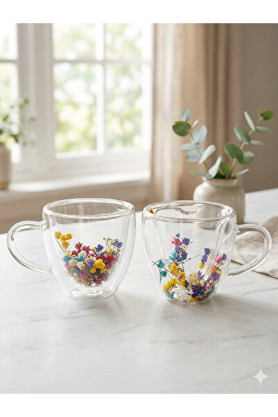 ceviz home züccaciye tekstil ltd şirketi 2'li Set, Şeffaf Çiçekli Çift Çidarl...