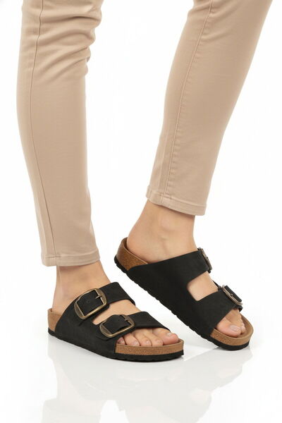 Pierre Cardin Black Double-Strapped Women's Lightweight Daily Slippers Pc-7551 Z