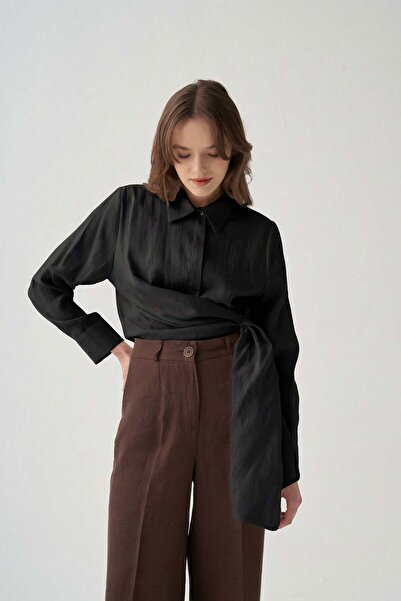 ALLDAY Black-Cuff Embroidery Detailed Shirt