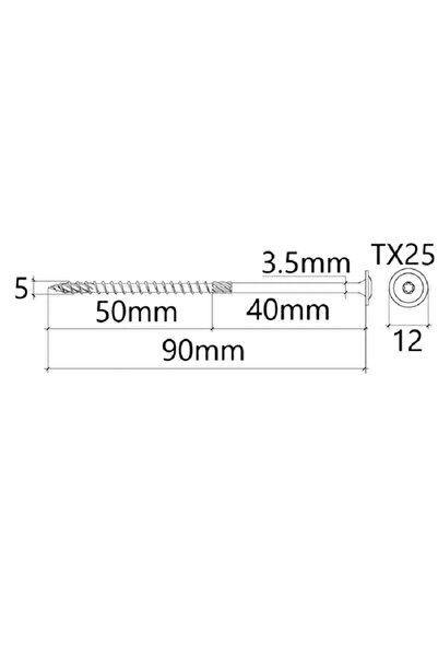 Mag-Krak Surub Dulgherie Cap Plat 5x90 mm Torx TX25 - 150buc/cutie