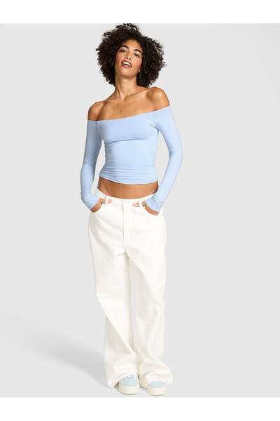 PİNK Base Esnek Omuzları Açık Uzun Kollu Üst