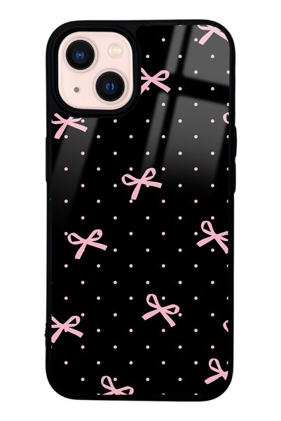 Spoyi iPhone 14 Glossy Phone Case with Pink Ribbon Design