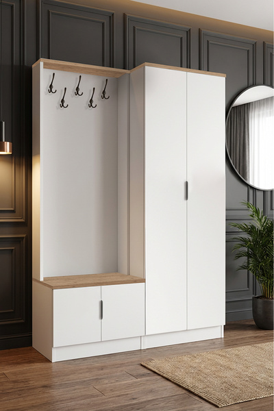 benim odam Diva 60 Lık 2 Kapılı Raflı Askılıklı Portmanto