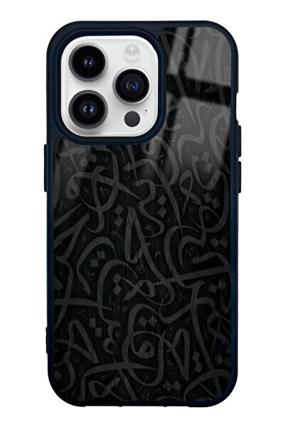 Spoyi iPhone 14 Pro Siyahın Alfabesi Tasarımlı Glossy Telefon Kılıfı