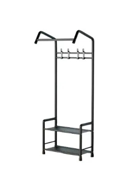 Amir Cuier de hol cu 2 rafturi, structură metalică neagră, stil industrial, 6...