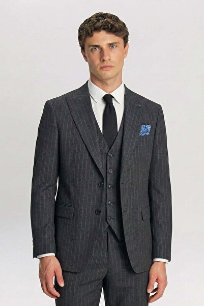 Giotelli Men's 8 Drop Classic Gray Suit with Viscose Blended Vest