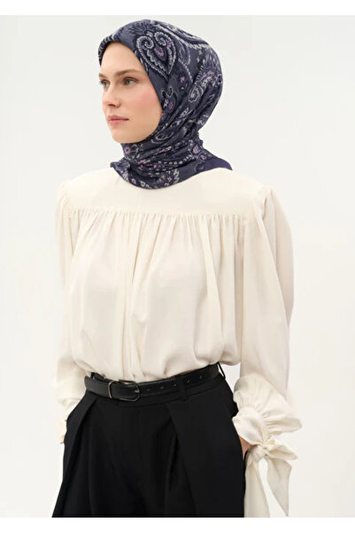 Silk Home Φουλάρι Βισκόζης Βελόρα Τεσσάρων Εποχών με Σχέδιο Έτρο Σκούρο Μωβ 9...