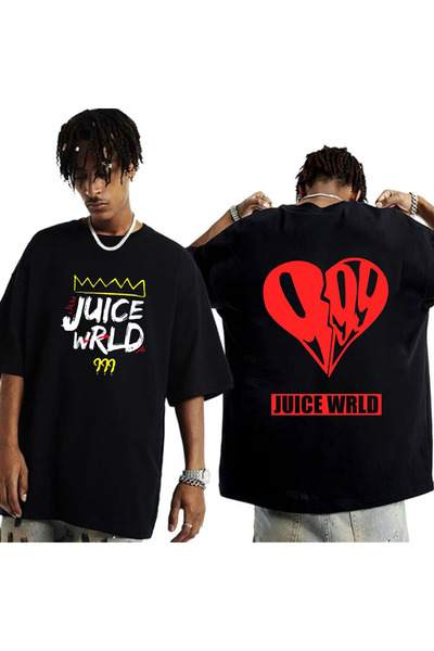 MAGORS Juice Wrld Printed Unisex Oversize Cut 100% Cotton Crew Neck Black Rap...
