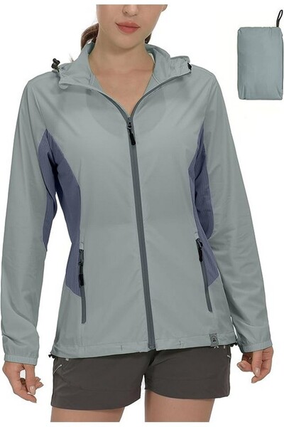 Mapamyumco Γκρι, αδιάβροχο μπουφάν με κουκούλα, λεπτό καλοκαιρινό, αθλητικό γ...