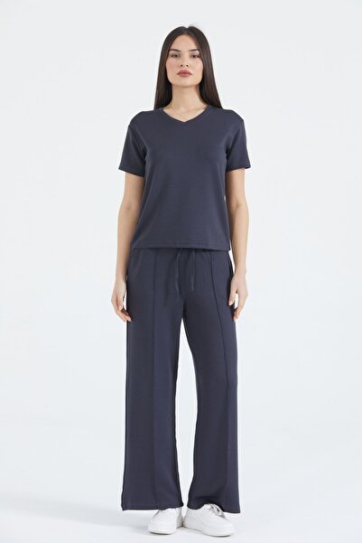 THIFF GYMWEAR Γυναικείο σετ αθλητικής φόρμας από ύφασμα Modal με λαιμόκοψη V ...