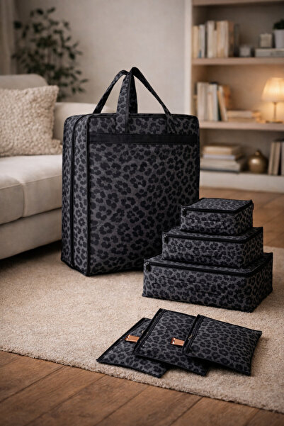 MorPort Set of 7 Premium Shoe Organizers with 6 Compartments I Leopard Patter...