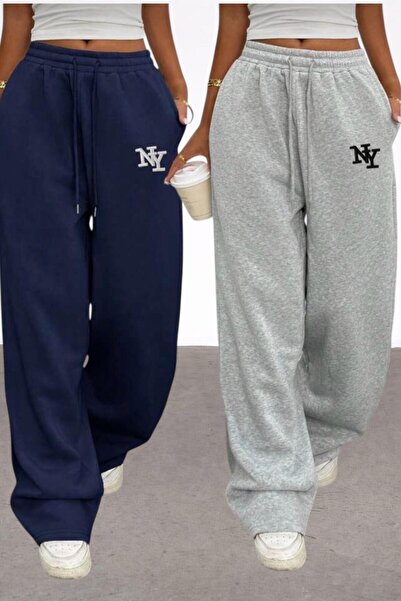 Le Vion Women's 2-Piece Wide-Leg Sweatpants Baggy Oversize Comfortable Fit Hi...