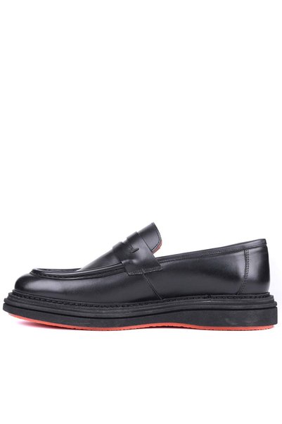 Shoetyle - Black Genuine Leather Laceless Men's Casual Shoes 250-2575