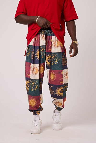 SUPERBLUE Ανδρικό αθλητικό φαρδύ παντελόνι Street Style με τύπωμα Bürümcük