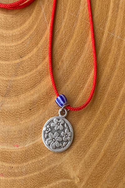 Shepidi قلادة من الخيط الفضي على شكل زهرة حمراء قابلة للتعديل