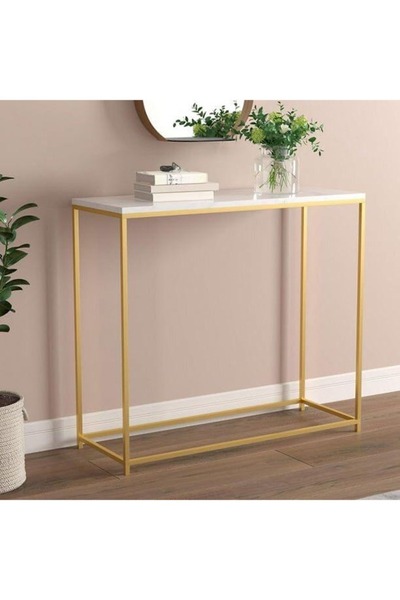 FeyzaDesign Beyaz Metal Ayaklı Klasik Dresuar - 80x100 cm