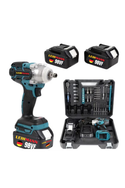 BASE LEIHMANN 48V Impact Wrench and Screwdriver Kit with 2 Batteries and 40 A...