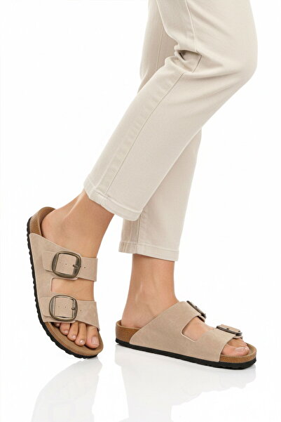 Pierre Cardin Beige Double-Strapped Women's Lightweight Daily Slippers Pc-7551 Z