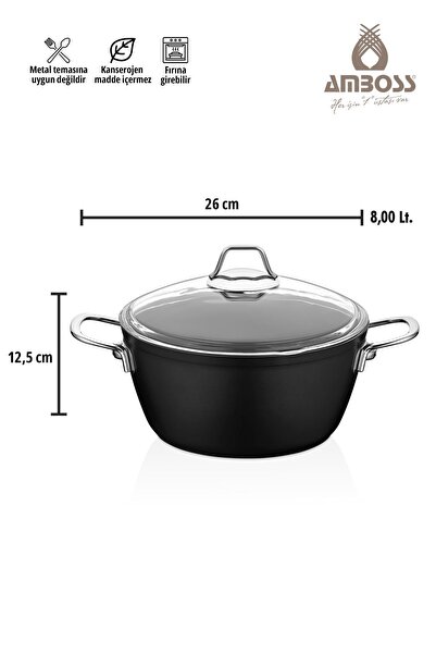 Amboss Dark Granite Fireproof Non-Stick Titanium Coated Deep Cookware Set