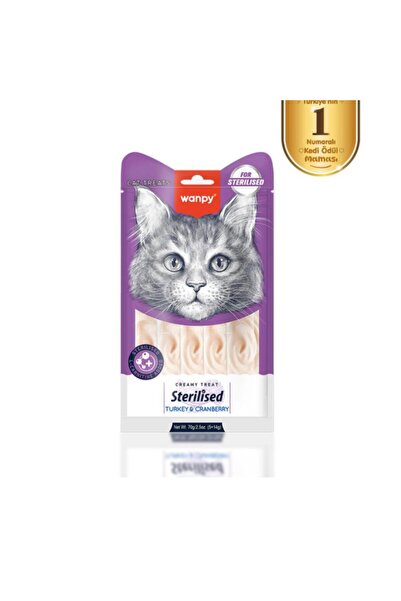 Wanpy Hindi & Kızılcıklı Kısırlaştırılmış Kedi Krema Ödülü 5×14 Gr