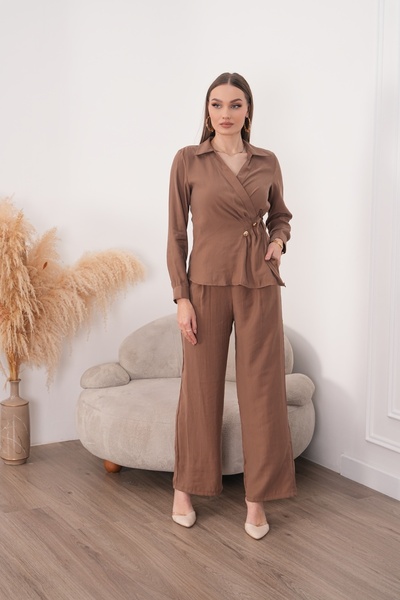 Chago Women's Button Detail Long Sleeve Blouse Suit Chg26051